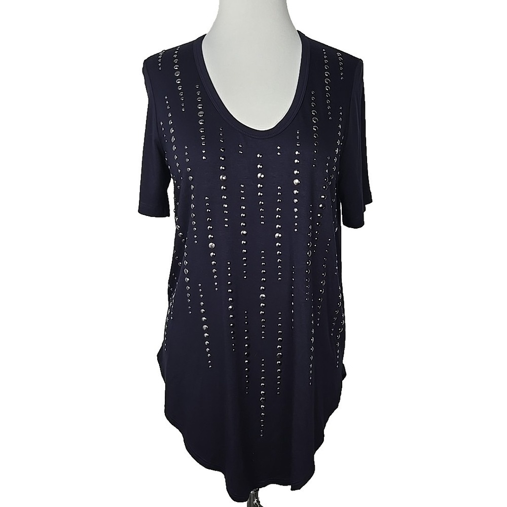 Red23 Navy Embellished Jersey Short‎ Sleeve Tunic Top Size Xs USA